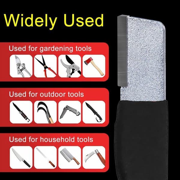 Pocket Diamond Sharpener for Knives and Tools. Non-slip handle, perfect for precise sharpening in the garden.