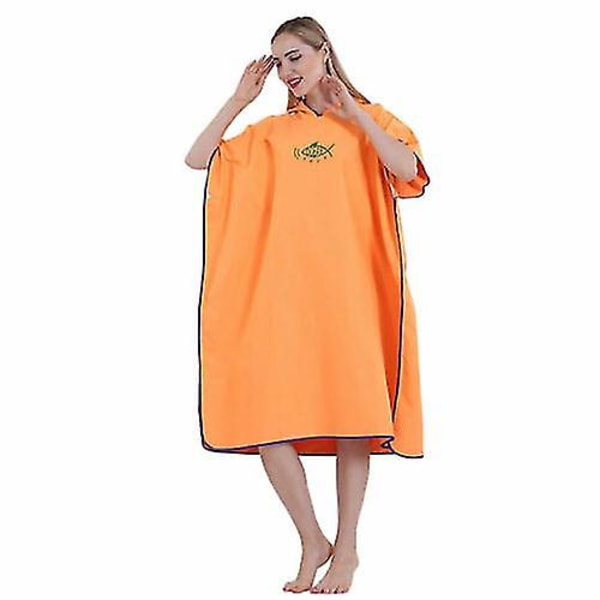 Unisex badehåndklæde skiftende morgenkåbe Badehætte Hurtigtørrende Poncho badekåbe Adultorange orange