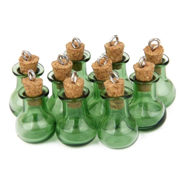 Gør det selv vedhæng Tilbehør Lille æble glasflaske vedhæng Simple mode smykker Ønskeflaske tilbehør (grøn) (10 stk)