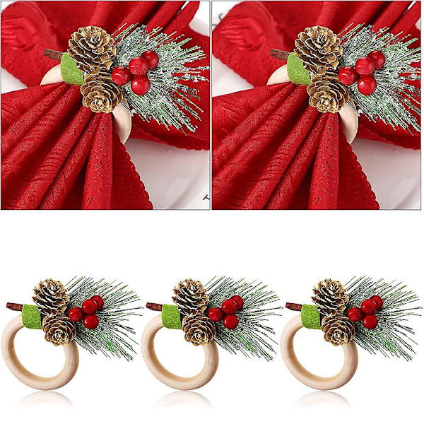 Julservettringar, Servettringar Dekoration För Jul Thanksgiving Födelsedagsfest Tillbehör (Söt Stil, Trä)