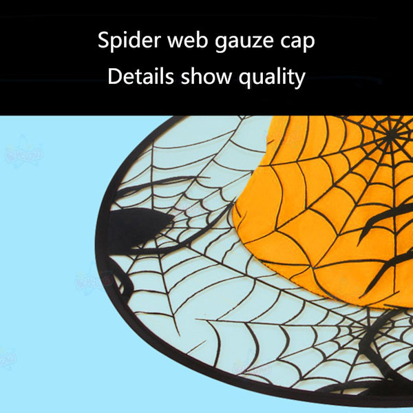 Halloween-heks hat med edderkop af spunnet non-woven garn til cosplay - Blå