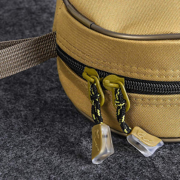 Rund Oppbevaringspose Kreativ Fiskeutstyr Pose Utendørs Fiskeutstyr Oppbevaringspose For Utendørs Fiske (Khaki, To Lag) 16X15CM