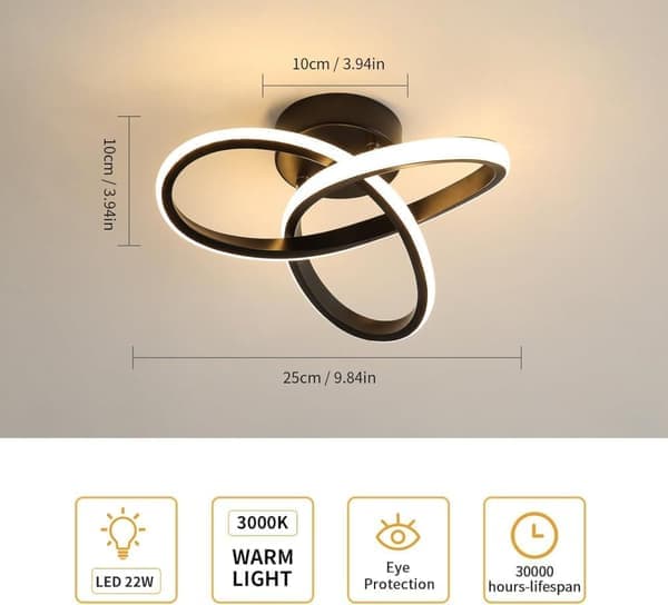 Modern LED Ceiling Light 22W, 2500LM, Clover Shape, Warm White 3000K, 25 cm