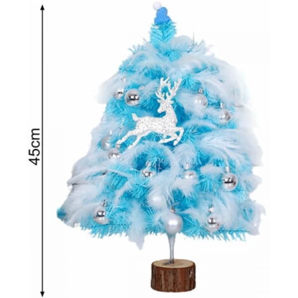 Blue Artificial Christmas Tree with LED Lights - 45 cm