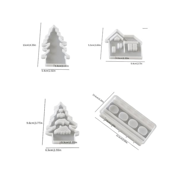 Small Candlestick Christmas Tree House Silicone Mold, 3D Christmas Tree Candlestick Epoxy Resin Casting Mold for Christmas Decoration