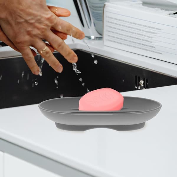 4-piece Silicone Soap Dish Set with Non-slip Easy Soap Storage Tray