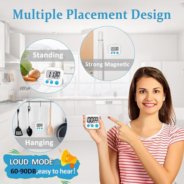 6-pack Digital Visual Timer - Kitchen Timer & Classroom Timer for Teachers and Kids, Back to School and Cooking