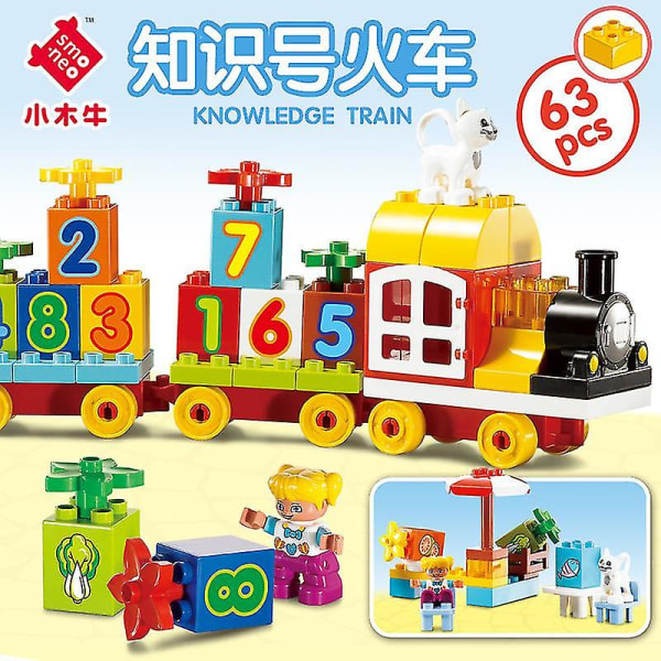 63-pack City-serien, stor modell Tågfigurer Byggklossar Set Kompatibel med Duplos byggklossar Barn Pedagogiska leksaker för barn