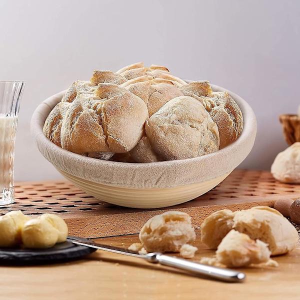 Proofing Kurv med Linnedindsats Brødbolle Brødform Proofing Kurv, Rund til Brød med en Dejgvægt på op til 0,9 kg, 25 cm