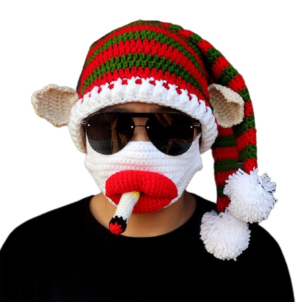 Christmas Hat Funny Novelty Santa Claus Hat Holiday Christmas Party CarnivalHat white mask Adult