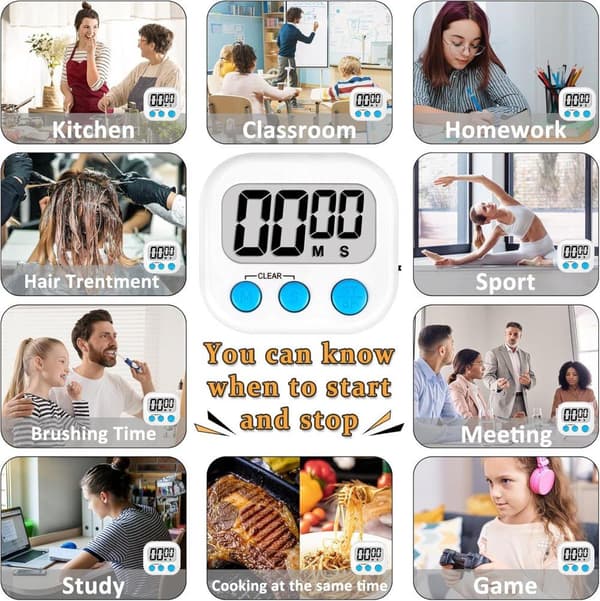 6-pack Digital Visual Timer - Kitchen Timer & Classroom Timer for Teachers and Kids, Back to School and Cooking