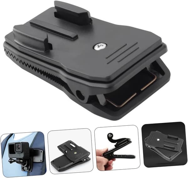 360° Rotating Camera Clip for Backpack Action Camera Shoulder Strap Strong Clamp for Hiking