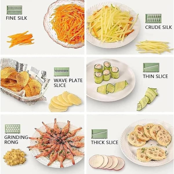 6-in-1 Adjustable Mandoline Slicer - Multifunctional Vegetable Slicer & Grater with Safety Gloves