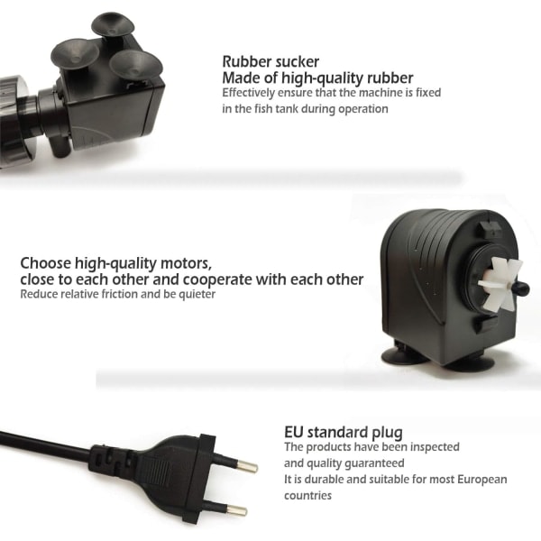 Neddykbar akvariumpumpe med filter 6W 600L/H Filter vannpumpe