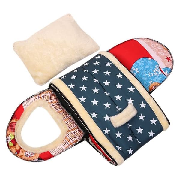 Soft Warm Star Patterned 2-in-1 Pet Bed Non-Slip Dog Cat Bed Foldable Soft Comfortable Sleeping Bag Mat Cushions