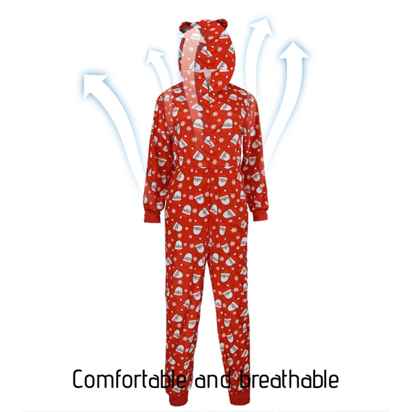 Christmas Jumpsuit, Nyhed Juletryk Langærmet Rullebukser, Sjov En integreret hel pyjamas Wit Red S