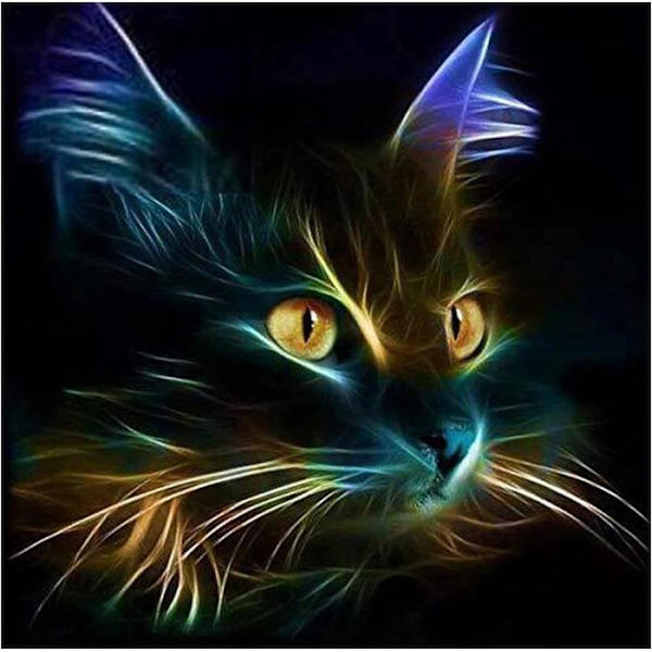 Diamantmålning, 5D DIY Diamantmålning Digital Väggdekor Kit, Svart Katt (12X12 tum)