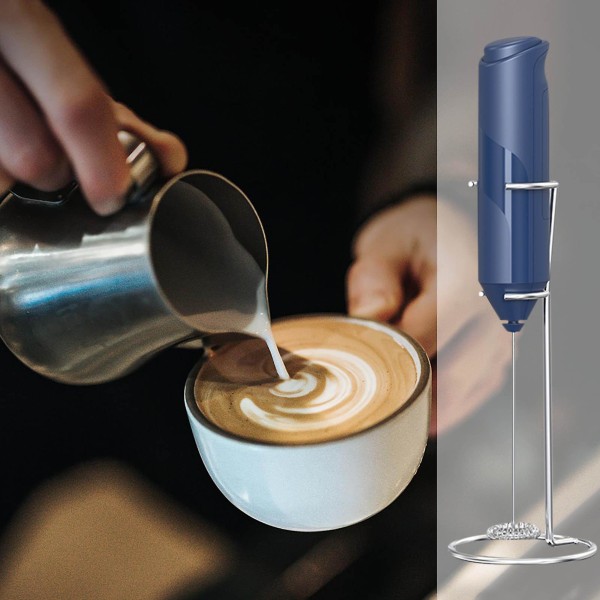 Trådlös mjölkskummare, kaffebryggare, hushålls-elektrisk mjölkskummare, mjölkblandare Blå Blue