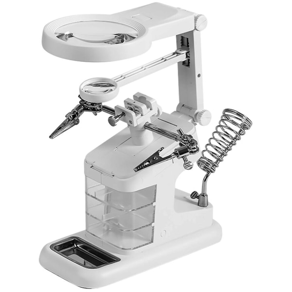 10 Led Light Magnifier Station Magnifying Glass Helping Hand Soldering Stand KitWhite24X18.5cm