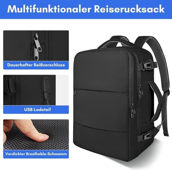 Cabin Baggage / Backpack / Suitcase – Carry-on for Flights, Travel Backpack 45 x 36 x 20 cm