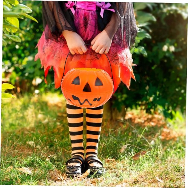 2 stk Glødende Gresskarbøtte Brettepynt Godteri Dekor Halloween Rekvisitter Halloween Veranda Lys Halloween Godteri Gresskarbøtte
