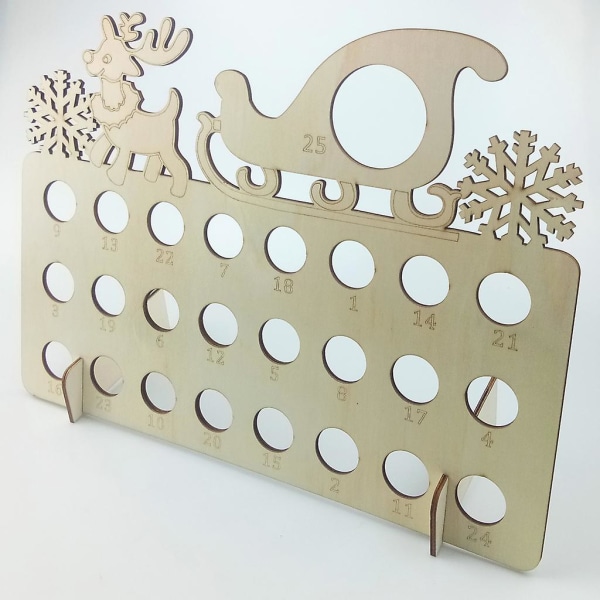 Snöflinga Trä Julkalender Nedräkning Ihålig DIY Choklad Display Stativ Heminredning Khaki