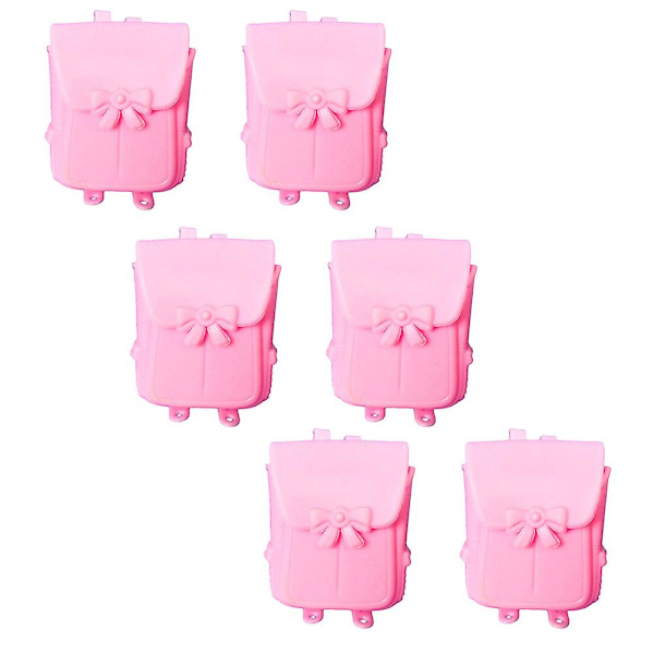 6 st Mini Ryggsäckar för Babydockor Söta Axelväska Modell Mini Skolväska Rosa 5,6X4,3X2,4CM Pink 5.6X4.3X2.4CM