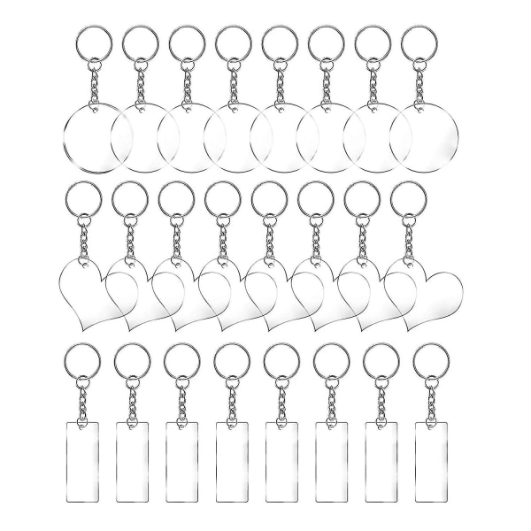72 stk akryl nøkkelring-emner med nøkkelringer, kompatibel med gjør-det-selv nøkkelring