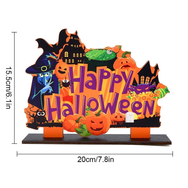 Trä Halloween pumpa dekoration enkel tecknad skrivbordsskrivbordsdekoration heminredning