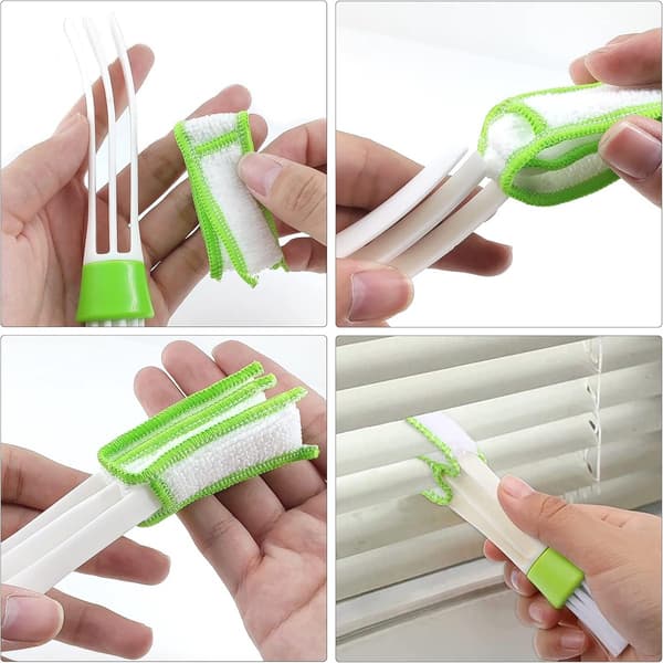 Blind Cleaning Tool - 2-in-1 Slat Duster with Microfiber Cloth - Adjustable Dust Brush for Window Blinds Grey grey