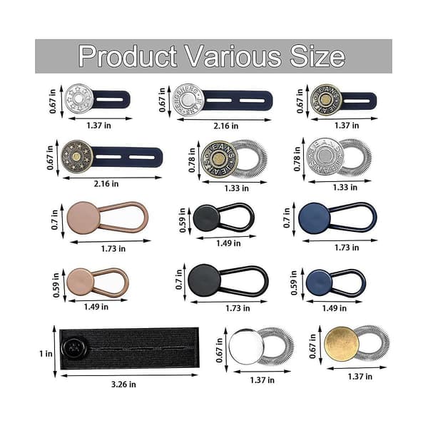 Button Extender for Jeans, 6 Sizes Pants Button Waistband Extender, Flexible Adjustable Elastic Waist