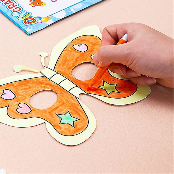 8 Pakk Barnas Tegneserie Dyremalingmasker DIY Fargerike Barnehage Doodle Kunst Håndverk Tegnebrett Kreative Tegneleker 8 stk A