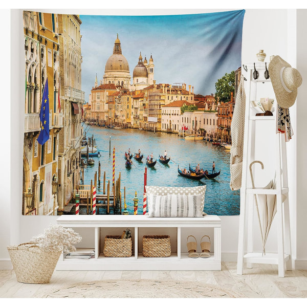 Vægtæppe, gondoler på Canal Grande Solnedgang i Venedig City Romantisk se billede Print, vægophæng til soveværelset Stue Sovesal