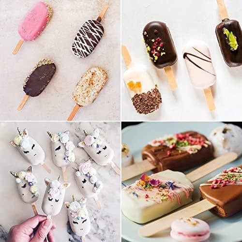 21,5x13x2,2CM Popsicleforme Sæt med 2, Isform Silikone 4 Hulrum Ispind Oval Cake Pop Form med 50 Træpinde