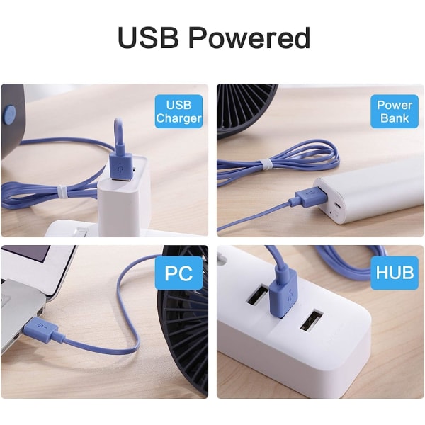 Liten personlig USB bordsfläkt, 3 hastigheter Bärbar skrivbordsbord Kylfläkt Drivs av USB, Stark vind, Tyst drift, för H