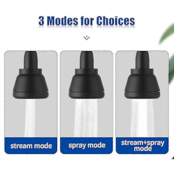 Kitchen Faucet Spray Head Extender 360° Rotating 3 Modes Water Saving for Kitchen Bathroom Black Long Long