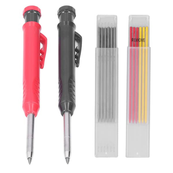 Carpenter Pencil Marking Tool Set 14 Pieces Red Black Yellow Refillable