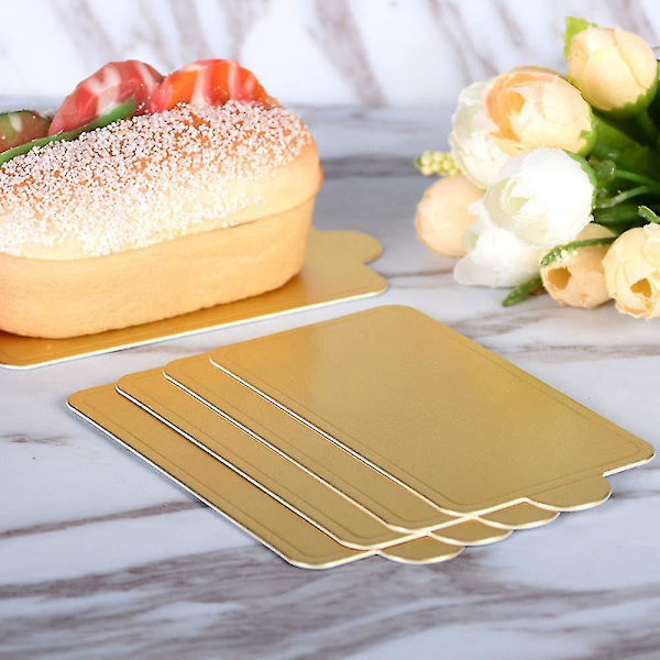 Mini-kartonikakkupohjat, 100 kpl Kultaiset Mousse-kakkulevyt Kakkupaperilautaset Hää- ja Syntymäpäiväjuhliin Neliö