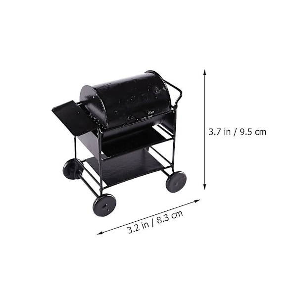 Liten Utomhusgrill Miniatyrgrill Mini Dockugn Modell Miniatyrgrillvagn Leklåtskök Black 9.5x8.3cm