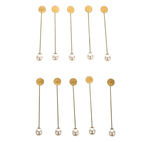 10 stk Herre Cardigan Gensere Krystall Brosjer Diamant Brosje Perle Hode Stick Pins Boutonniere Pins Perle Lapel Pin 0,9X0,9X7,4CM