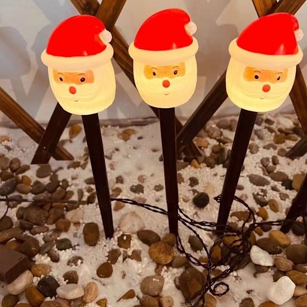 LED flerfarget julelys stiskilt med 5 LED flerfarget lys, vanntett julegressplen sti bane skilt
