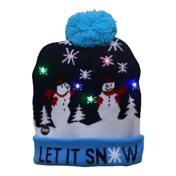 LED Julehatt Lysende Julehatt Unisex Blå Strikket Lue Høytidshatt
