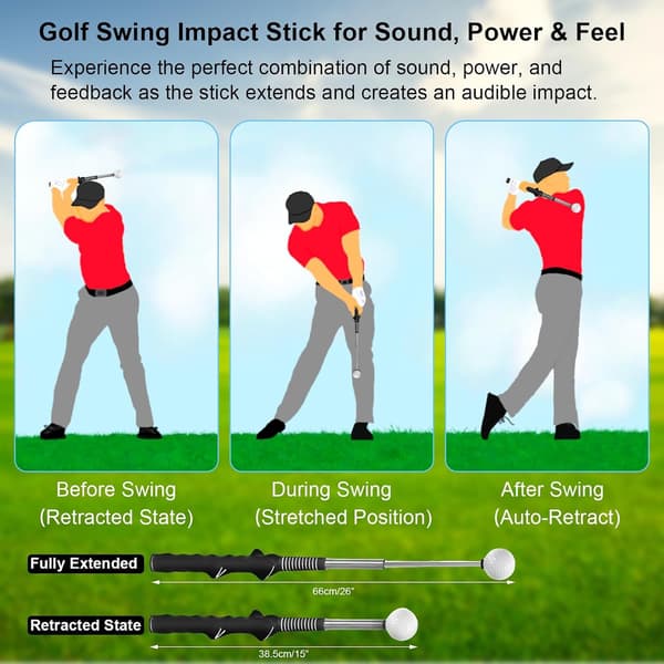 Right-Handed Golf Training Aid, Golf Training Aid Swing Trainer with 1 Arm Posture Correction Strap, Telescopic Golf Simulator, Golf Practice