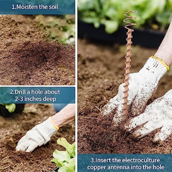 6 pakke kobberhageinnsatser, elektrokultur hagearbeid Kobberspiralantenner for dyrking av hage, innendørs planter og grønnsaker