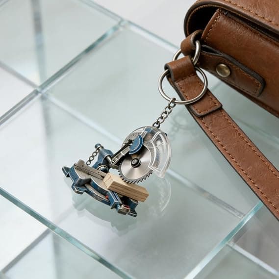 Mini Miter Saw Keychain, Functional Pocket Tool for Woodworkers, Carpenters