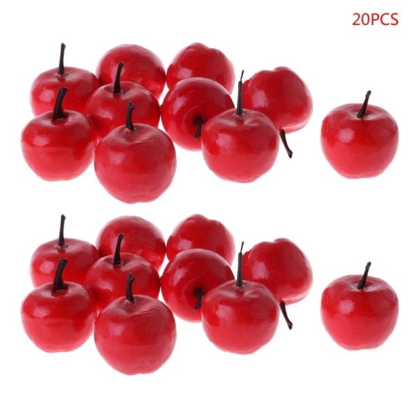 20 stk. naturtro simulering kunstig for Apple Fake Fruit Disply Home Party Deco Rød