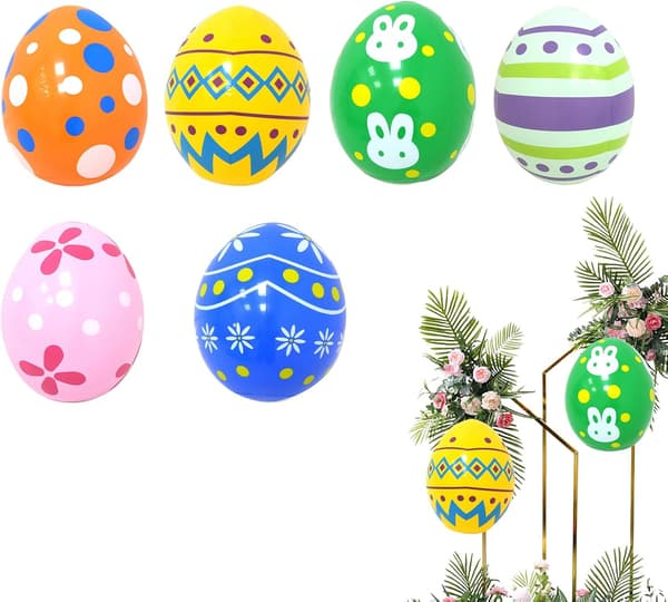 Inflatable Easter Eggs 6-pack - Large Outdoor Decorations for Easter Party, Garden, Patio and Home Use