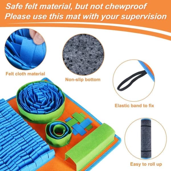 Snuffle Mat for Dogs, Interactive Dog Puzzle, Mat That Helps Slow Down Eating and Keep Them Busy