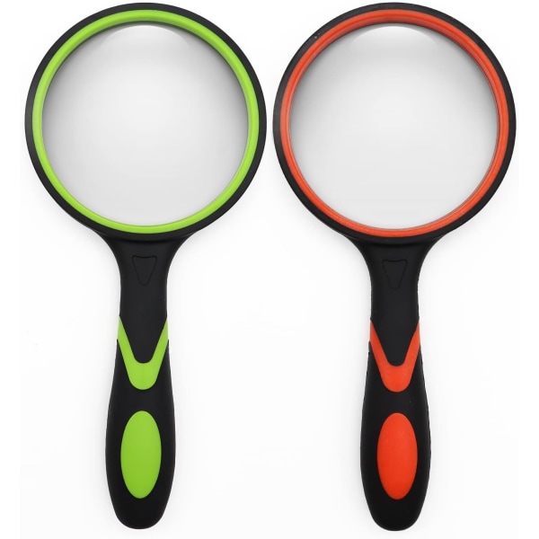 2 Pack 75mm 10X Handheld Magnifying Glass Shatterproof Reading Magnifier for Seniors and Kids, Real Glass Magnifying Len