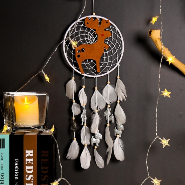 Julälg Drömfångare Boho Handgjord Fjäder Väggdekoration Drömfångare Ornament Bil Sovrum Heminredning